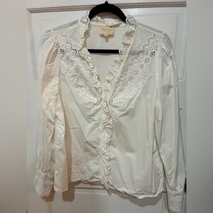 Sézane women's White Lace Trim Blouse